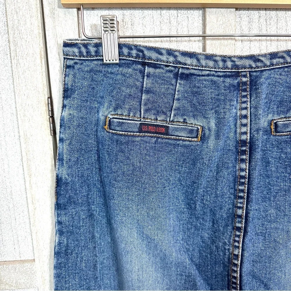 3/$22🩶 Vintage US POLO ASSN Jean Long Maxi Skirt Womens 7/8 Y2K 90’s Denim Slit